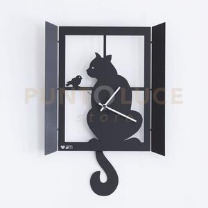 Orologio a pendolo moderno gatto alla finestra nero