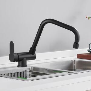 Rubinetto da piano ripiegabile - Rubinetto da cucina in ottone - Apertura finestre - Rotazione a 360 gradi - Diametro minimo 70 mm - Nero