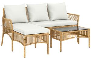 Outsunny Set di Mobili da Giardino Salotto da Giardino 3 Pezzi Crema Naturale | Aosom Italy