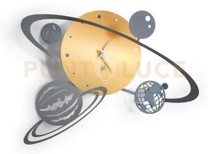 Orologio da parete di design sistema solare fango,oro trasparente