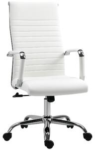 Sedia da Ufficio Ergonomica in Similcuoio, Seduta Girevole e Dondolo, 54x62x104-114 cm, Bianco