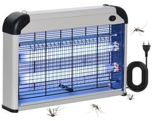 Outsunny Elettroinsetticida da Esterno e Interno con Lampada Antizanzare UV per 60m², Zanzariera Elettrica 20W Argento|Aosom