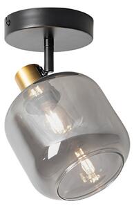 Faretto da soffitto di design nero con oro e vetro fumé - Zuzanna