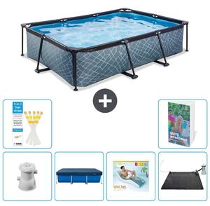Piscina fuori terra rettangolare - aspetto pietra - 300x200x65 cm - composta da 5 elementi - modello S219