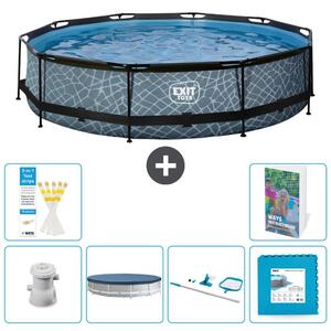 Piscina fuori terra - Design effetto pietra - 360x76 cm - 5 pezzi - Modello S191