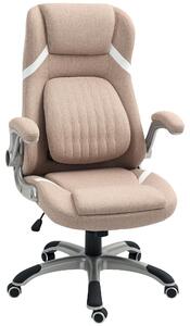 Sedia da Ufficio Reclinabile con Altezza Regolabile in Tessuto, 68x76x109-117 cm, Marrone Chiaro