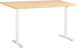 BELIANI Scrivania regolabile in altezza piano marrone chiaro struttura in acciaio bianco 160 x 72 cm regolazione elettrica in altezza ufficio moderno