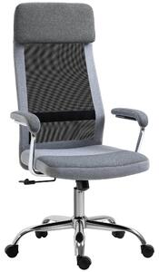 Sedia da Ufficio Ergonomica Girevole, Altezza Regolabile e Dondolamento, Poltrona in Tessuto a Rete 65x67x119-129cm Grigio