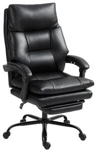 Sedia per Scrivania ad Altezza Regolabile e Reclinabile fino a 135°, in Finto cuoio Nera, 65x76x113-121 cm