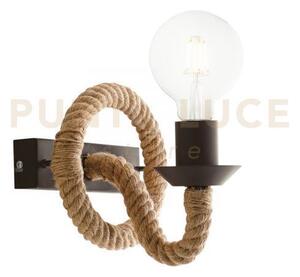 Applique a parete rope canapa 1 luce attacco e27 16,7x8,7x12,9cm