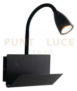 Applique a parete gulp flessibile nera con usb 2a 1 luce attacco gu