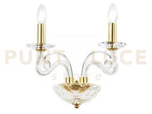 Applique a parete epoque oro 2 luci attacco e14 36x23x31cm vetro tr
