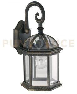 Applique gaeta nero e oro 1 luce attacco e27 ip44 20x39cm alluminio