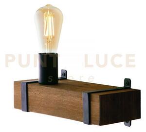 Applique a parete texas legno antichizzato e metallo marrone 1 luce