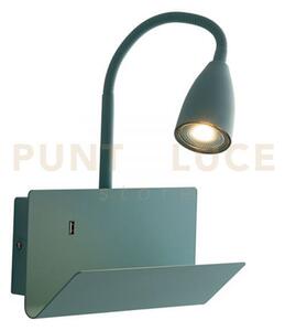 Applique a parete gulp flessibile verde con usb 2a 1 luce attacco g