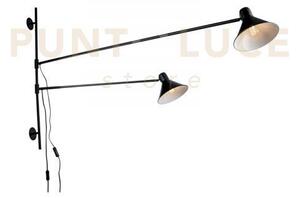 Applique a parete duetto regolabile nera 2 luci attacco e27 154x20