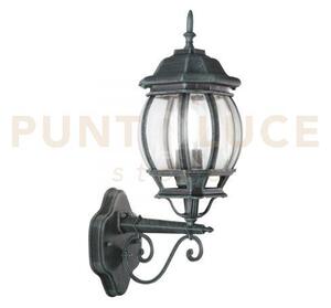Applique up santiago nera e verde 1 luce attacco e27 ip44 15,5x25x46cm