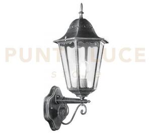 Applique up firenze nera e silver 1 luce attacco e27 ip44 20,5x28,5