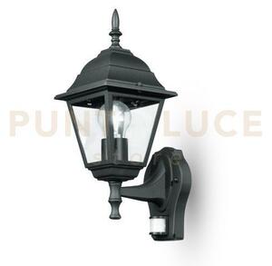 Applique up roma nera 1 luce attacco e27 ip44 con sensore 14,6x19,5