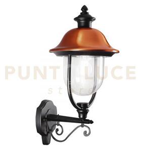 Applique up venezia nera e rame 1 luce attacco e27 ip44 25x29x52,5cm