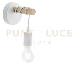 Applique a parete arizona legno naturale e metallo bianco 1 luce at