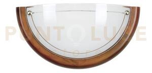 Applique a parete 1010 bianca con legno 1 luce attacco e27 30x9,5x15cm