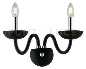 Applique a parete alfiere nero e cromo 2 luci attacco e14 12x23x26cm