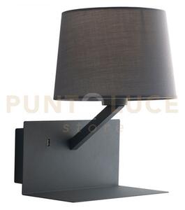Applique a parete ciak grigia con usb 2a con mensola 1 luce attacco