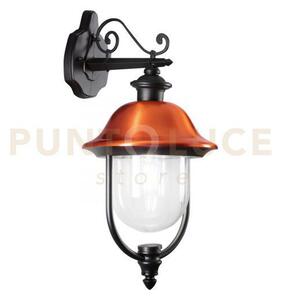 Applique down venezia nera e rame 1 luce attacco e27 ip44 25x29x52,5cm