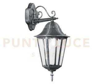 Applique down firenze nera e silver 1 luce attacco e27 ip44 20,5x28