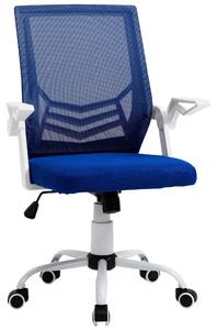 Sedia da Ufficio Ergonomica con Supporto Lombare, Braccioli Pieghevoli, Sedia da Scrivania Girevole in Rete Traspirante, Capacità 120kg, Blu