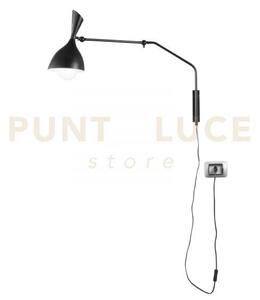 Applique a parete morgan nera 1 luce attacco e27 74,5x18x53cm orien