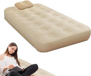 Letto gonfiabile con pompa - Letto gonfiabile - Ideale per gli ospiti - Pompa automatica integrata - Misura matrimoniale - Beige