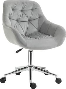 Sedia da Ufficio Ergonomica Girevole con Altezza Regolabile e Ruote, Rivestimento in Velluto, 59x58x80-90cm, Grigio
