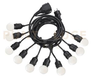 Fiesta catena luminosa ip44 10 luci attacco e27 cavo nero 60,5cm