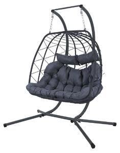 ALEOS. Cesto sospeso in rattan intrecciato, modello "Doppel TWIN", con struttura robusta e design "poster"