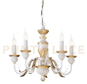 Firenze lampadario a sospensione 5 luci attacco e14 bianco e foglia