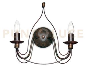 Corte applique a parete ruggine antichizzato 2 luci attacco e14