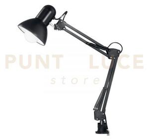 Lampada da lettura architetto nera con base di appoggio e fissaggio