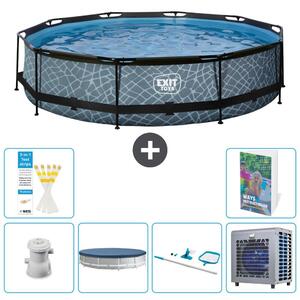 Piscina fuori terra - Design pietra - 360x76 cm - 5 pezzi - Modello S283