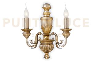 Firenze applique a parete oro 2 luci attacco e14 decorato a mano