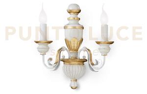 Firenze applique a parete bianco 2 luci attacco e14 decorato a mano