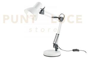 Lampada da lettura architetto bianca con base di appoggio e fissagg