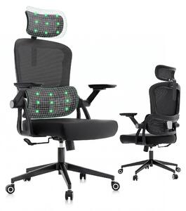 Sedia da ufficio con supporto lombare, realizzata in mesh traspirante, regolabile in altezza, color tortora