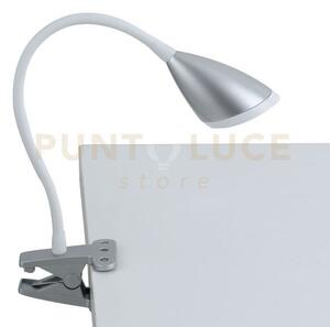 Lampada da lettura led hegel argento con pinza 3,7w 450lm 4000k 9,5