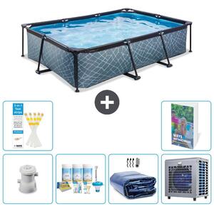 Piscina fuori terra rettangolare - aspetto pietra - 300x200x65 cm - composta da 5 elementi - modello S302