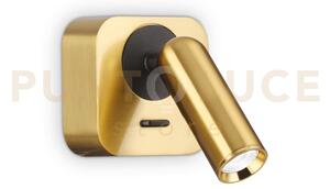 Bean applique a parete led 3000k 3w 200 lm ottone con interruttor