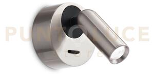 Bean applique a parete led 3000k 3w 200 lm nickel con interruttore