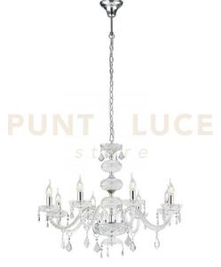 Lampadario incanto cromo 8 luci attacco e14 83x154cm in vetro crist