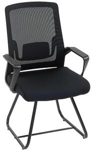 Sedia da Ufficio Senza Ruote Ergonomica con Braccioli per Sala d'Attesa, Nero